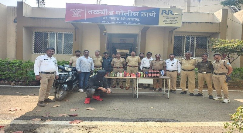 महामार्गावर सापळा रचून तळबीड पोलिसांची धडक कारवाई; तासवडे फाट्यावर विदेशी दारूसह युवक ताब्यात