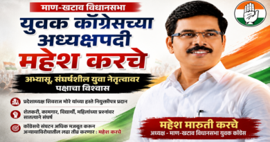 माण-खटाव युवक काँग्रेसच्या अध्यक्षपदी महेश करचे अभ्यासू, संघर्षशील युवा नेतृत्वावर पक्षाचा विश्वास; संघटन बळकट करण्याचा निर्धार